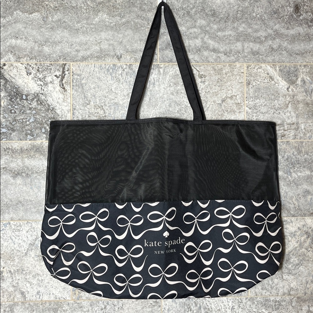 💥HP💥Kate Spade New York Bow Mesh Tote – Black/White - Picture 2 of 6
